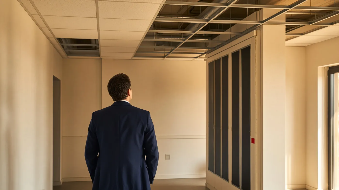 Checking compartmentation above a ceiling grid